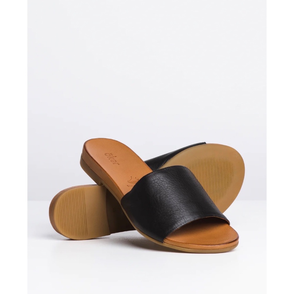 NWB Oker Sema sandals black beach resort summer womens 38 comfy soft flex shoes